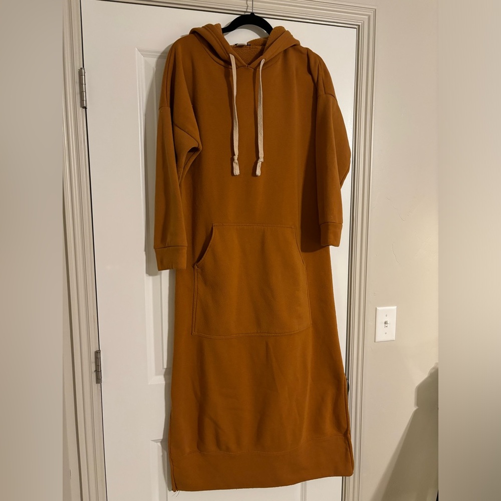 Camel Color Sweatshirt Hoodie Dress